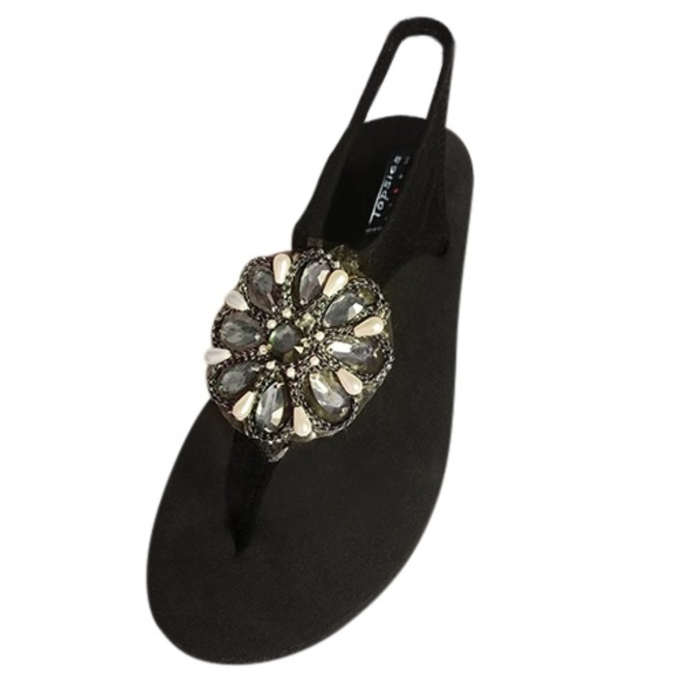 Topsies Black stretch yoga sandal flip flops